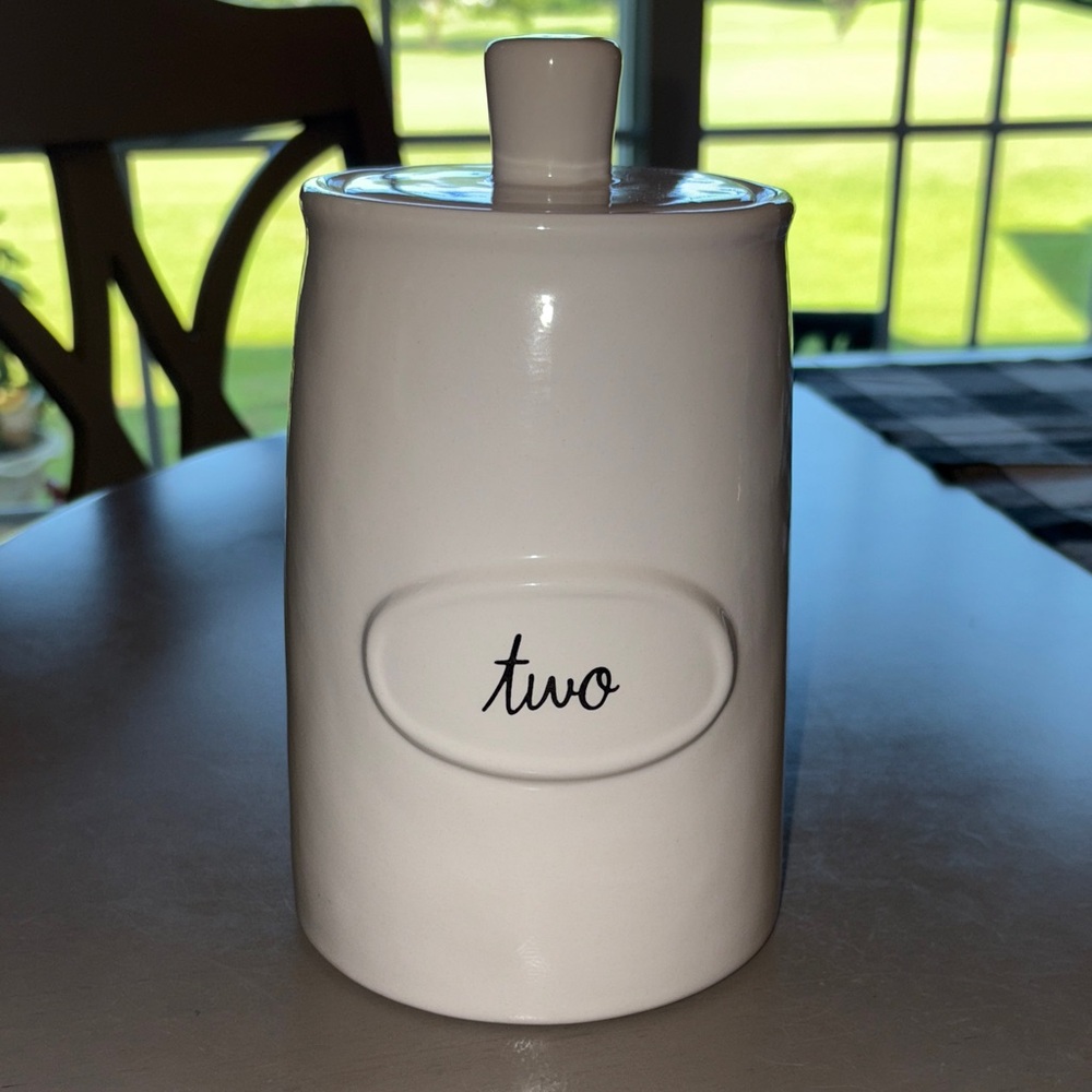 Rae Dunn Two White Ceramic Canister with Lid